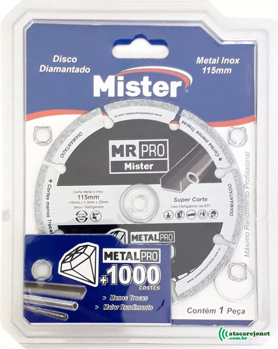 Disco Diamantado MR PRO 115mm + 1000 Cortes - Mister