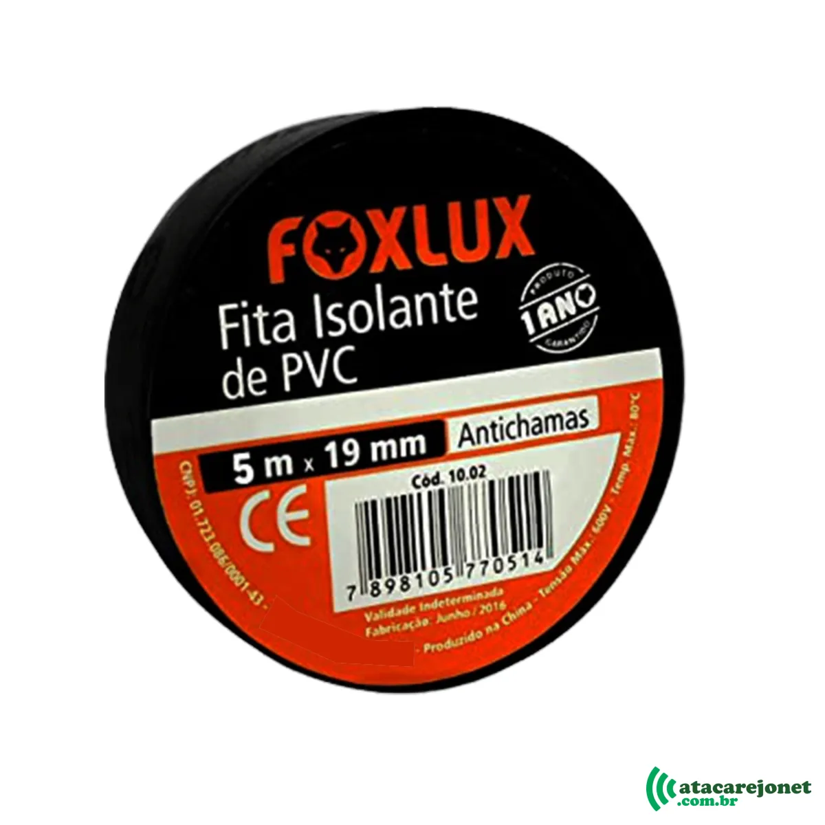 Fita Isolante Antichamas Preta 19mm x 5m - Foxlux